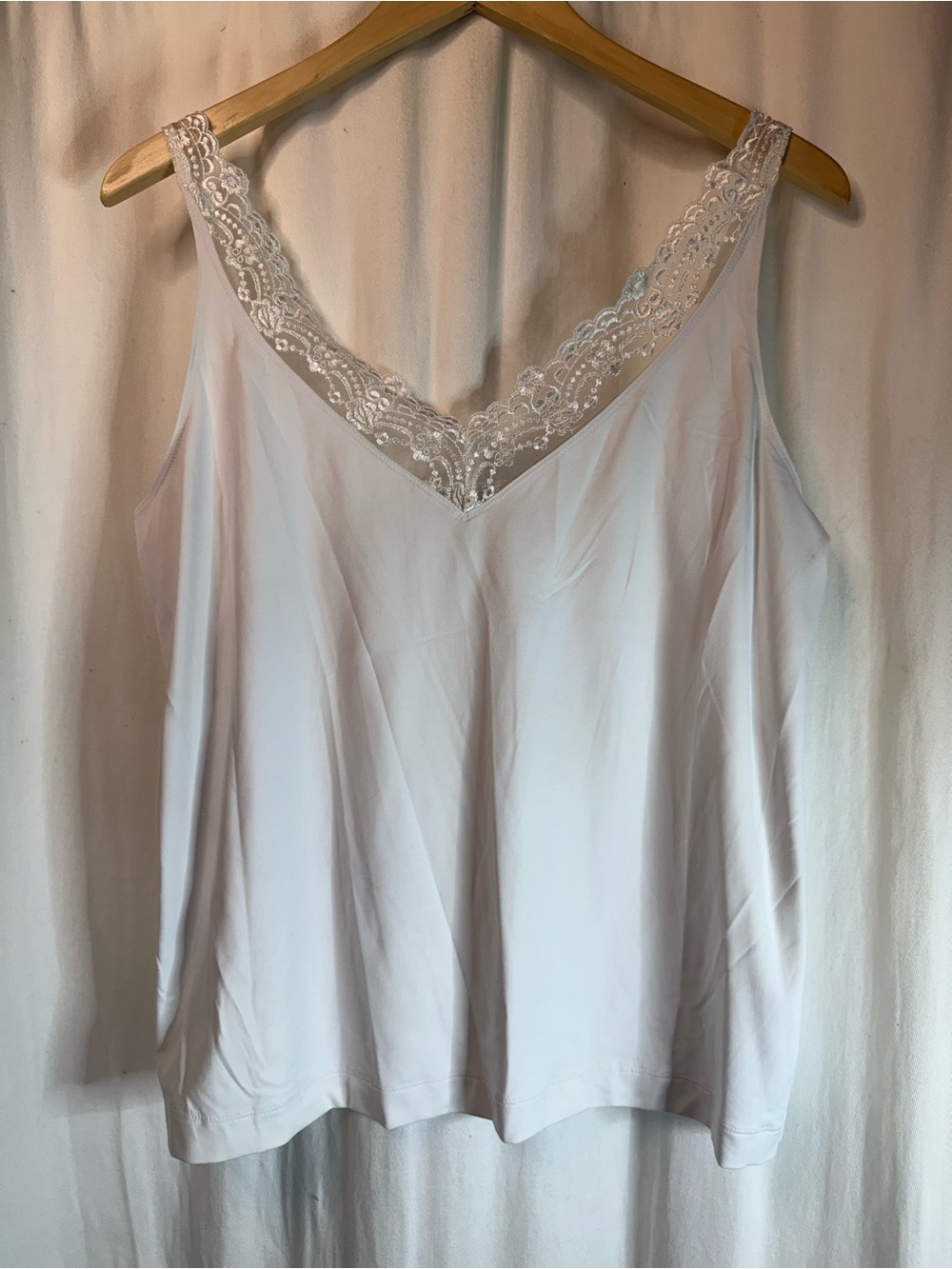 Chico's Della White Lace-Trim Slip Tank